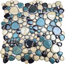 Pebble Tiles 5 Sheets, Aqua Teal Blue Mosaic Tiles for Accent Wall Backsplash, Pebble Tile for Bathroom Shower Floor