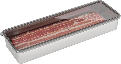 [BRSRAYD4CMNQKYD3] Stainless Steel Airtight Cheese Container with Lid - Bacon Holder, 10.5 Inches Long
