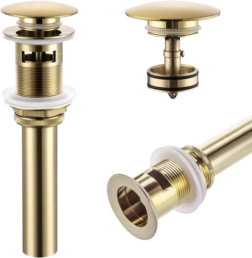 [BRSROYYOCEDQO3Y2] KOKOSIRI Bathroom Sink Drain with Detachable Hair Catcher, Brushed Gold Pop Up Sink Drain with Strainer Basket Anti Clogging for Vanity Vessel Sink with Overflow, C1001BG