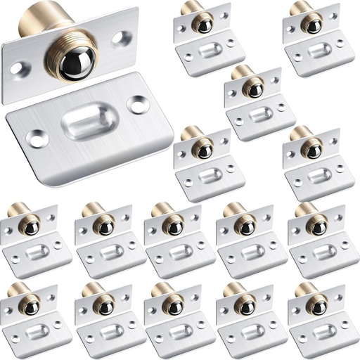 [BRSRMGLQPIDRGEIZ] 16 Pack Closet Door Ball Catch Hardware Adjustable Ball Catch with Strike Stainless Steel Latch Drive(Silver)