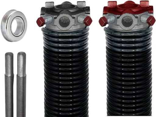 [BRSRMEAQO4PBUFL7] Garage Door Torsion Springs (218 x 1.75 x 24) | 1" Steel Bearing + Winding Bars | Left and Right Hand Wound Replacement (Pair)
