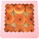 qiqee Auto-pop Up Pink Pastry Box With Window 8x8x2.5 Inch Donut Pie Boxes 30pcs Bakery Box