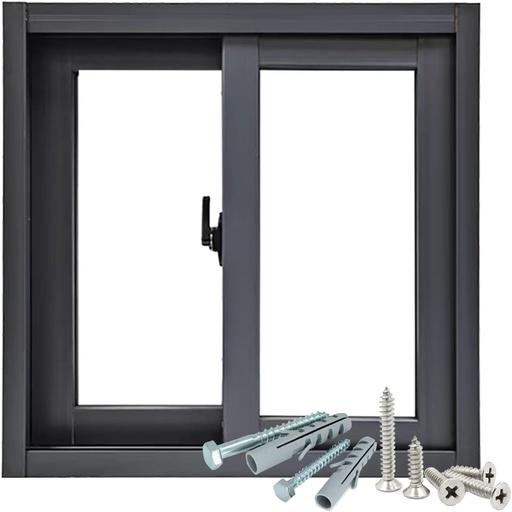 [BRSREAYBC4IQEHI7] Basement Windows, Shed Windows with Tempered Glass and Fiberglass Screenre, Exterior Sliiding Windows, Aluminum Replacement Window for Houses, Small Mobile Home Vinyl Window(Black,32x14in)