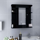 Black MDF Bathroom Mirror Cabinet, Wall Mounted with Glass Door, 26x26 Inch Storage Organizer for Toiletries, Modern Home Vanity