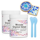Mosaic Crystal Grout Kit with Scraper, Mosaic Crystal Sealant, Handmade Decorate Tessellated Coasters, No Need to add Water, Perfect for DIY Craft Projects & Tile Accessories (Translucent, 14oz)
