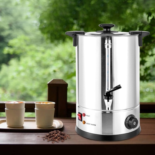 [BRSRAZIBCMJWKADU] Coffee Urn with Plastic Filter and Faucet Stainless Steel Coffee Maker Hot Water Pot,Electric Beverage Dispenser Commercial for Home Party Office Wedding (12L)