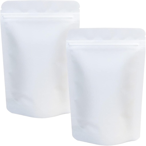 [BRSRMBQNCJ6BOA3A] 100 Pack Matte White Mylar Bags Stand Up - 4 x 6 Inches Resealable Mylar Ziplock Bags Food Storage Foil Pouch