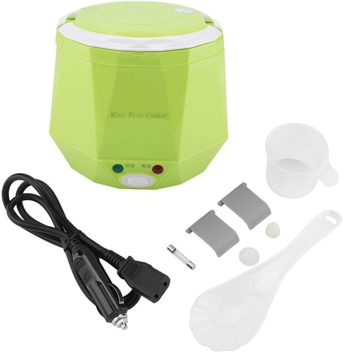 [BRSWGHT4O4CQGCI4] Mini Rice Cookers 24V 1.3 L Electric Rice-cooker Food Steamer for Truck Car Cooking for Soup Porridge Rice Noodles Portable 180W(green)