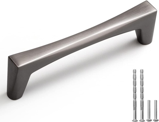 [BRSW2AI6AB6GG33P] YAGU 5 Pack Dark Gray Cabinet Handles, 3.75 Inch Hole Center Kitchen Drawer Pulls Black Nickel Zinc Alloy Furniture Hardware for Cupboard Dresser Wardrobe Closet