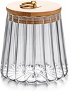 FANTESTICRYAN Glass Coffee Nuts Canister Airtight Storage Jar Petal Decorative Container with Bamboo Lid Metal Handle Easy to Grasp 700ml, 23 FL OZ