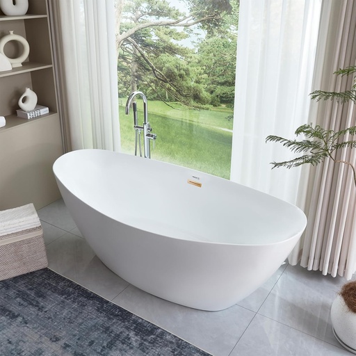 [BRSROAALO4FRSGQU] HomeBeyond 71 Inch Free Standing Bathtub | Acrylic Freestanding Bathtub Soaking Tub, Modern Bathroom Stand Alone Tub Suitable for 1-2 Person Bathing, with Pop-up Drain Overflow