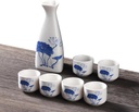 Ceramic Sake Set, Ceramic Soju Set, Japanese Sake Set Traditional, Saki Cup Set with 1 Tokkuri Bottle (5 oz) and 6 Ochoko Cups (1.2 oz), Japanese Glazed, for Hot or Cold Sake