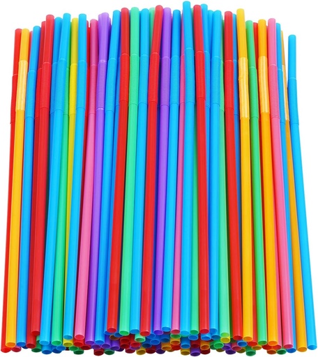 [BRSWGCQRBUFGOHTF] 200 Pcs Colorful Plastic Long Flexible Straws.(0.23'' diameter and 10.2" long)