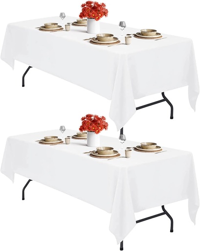 [BRSRAGL6OAIBEDI3] IVAPUPU 2PCS White Table Cloth for Rectangle Table - 60 x 102 Inch Tablecloths Rectangular Cloths Waterproof Washable Wrinkle Resistant for 6 FT Tables Wedding Cocktail Party Christmas Tablecloth