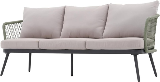 [BRSRA23YCABGMCIV] OC Orange-Casual Patio Furniture,3-Seat Sofa with Thick Cushions,Outdoor Wicker Conversation Sofa for Backyard,Garden,Green Wicker