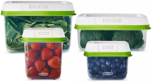 [BRSROH3QCMNQGF3A] Rubbermaid FreshWorks Produce Saver, Medium and Large Storage Containers, With Lids, 8-Piece Set