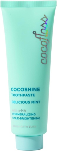 [BRSROBI2PIGWEA3A] Cocofloss Cocoshine Whitening Toothpaste, Remineralize & Repair Sensitive Teeth, Fluoride-Free with n-HA, Kid-Friendly, Delicious Mint, 3.4 oz