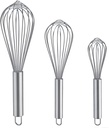 Whisks for Cooking, 3 Pack Stainless Steel Whisk for Blending, Whisking, Beating and Stirring, Enhanced Version Balloon Wire Whisk Set, 8"+10"+12"