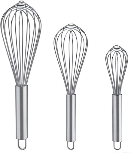 [BRSWYGI6BV7RMFI7] Whisks for Cooking, 3 Pack Stainless Steel Whisk for Blending, Whisking, Beating and Stirring, Enhanced Version Balloon Wire Whisk Set, 8"+10"+12"