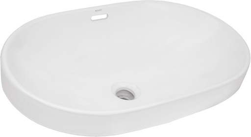 [BRSROGACOF7QIYLP] Ruvati 24 inch Bathroom Vessel Sink White Semi Recessed Oval Porcelain Ceramic - Utility Sink, Wall Mount Bathroom Sink for Modern Bathrooms - RVB0923WH