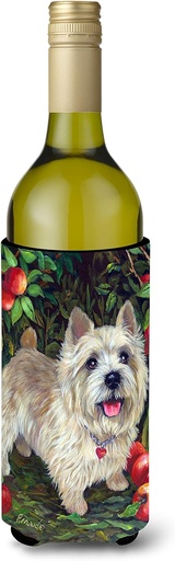[BRSWYA35BF5BSE3F] Caroline's Treasures PPP3042LITERK Cairn Terrier Apples Wine Bottle Hugger Bottle Cooler Sleeve Hugger Machine Washable Collapsible Insulator Beverage Insulated Holder