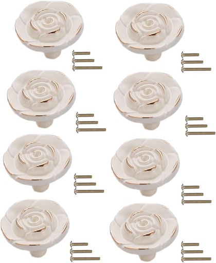[BRSW2CQBCUIRY2QV] 8Pcs Antique Rose Flower Cabinet Knobs, Euro Rose Cabinet Knobs Drawer Pull Handles for Dresser Vanity Nightstand Cupboard Wardrobe