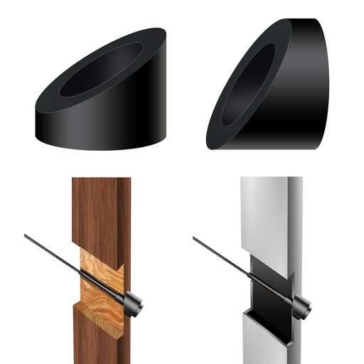 [BRSRA2YFBMDQO3L5] 10 Pack 3/8" Black Angle Beveled Washers 25 30 35 Degree, Stainless Steel Cable Railing Angled Washer for 1/8", 3/16" Cable Railing Hardware,HF028B