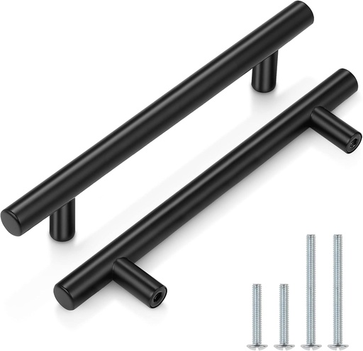 [BRSWGZIRCR4AYETZ] Probrico (12 Pack 5 inch Hole to Hole Flat Black Cabinet Pulls Bedroom Drawer T Bar Handle Dresser Knobs Set Kitchen Cabinet Hardware