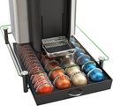 DecoBrothers Crystal Tempered Glass Vertuo Pod Holder Drawer, 28 Large or 56 Small Nespresso Capsule Organizer, Black