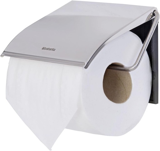 [BRSWIZQCOIHGMDA7] Brabantia Renew Toilet Roll Holder (Brilliant Steel) Left & Right Handed Use, Drill/No-Drill Install, Rust-Free Bathroom Paper Dispenser