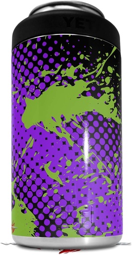 [BRSWYGI2PIMRO33D] Skin Decal Wrap compatible with Yeti 16oz Tall Colster Can Cooler Insulator Halftone Splatter Green Purple (COOLER NOT INCLUDED)