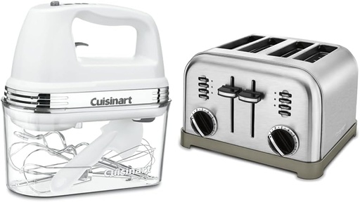 [BRSRAYAKCVYAGE3Z] Cuisinart Power Advantage Plus 9-Speed Hand Mixer Bundle with 4 Slice Toaster Oven, Stainless Steel