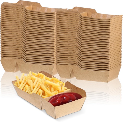 [BRSREGT7PMFGEC3L] 150Pcs Food Serving Tray, 2 Compartment Food Trays Disposable, Heavy-Duty Paper Foods Boats, Nacho Trays Disposable, for Parties Fairs Picnics Carnivals Holds Tacos Nachos Chips