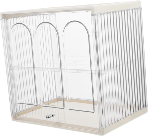 [BRSRAGL5BMARA2DD] Double Layer Bread Box with Window Clear Airtight Storage Container for Homemade Bread Stylish Retro Design Easy to Clean Organizer for Kitchen Countertop