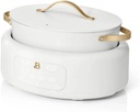 Beautiful 10-in-1 Electric Multi-Cooker by Drew Barrymore, 6-quart, digital display, 10 cooking functions, non-stick pot, easy one-touch control (White Icing)