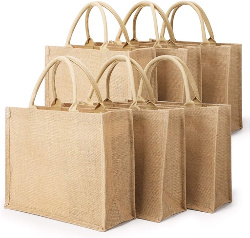 [BRSWYZLRBYDWCFI3] Segarty Tote Bags, 6 Pack Large Burlap Reusable Jute Canvas Gift Favors Bag with handles Blank Tote Bulk for Bridesmaid Wedding, Women Market Grocery Shopping, Bachelorette Party, Beach Trip, DIY