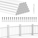 BLIKA 30 Pack 32" Aluminum Deck Balusters with Anti-UV Baluster Connectors, 3/4" Diameter Round Aluminum Balusters for Deck Railing, White