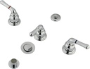 Elements of Design Bidet Faucet with 3 Lever Handle & Brass Pop-Up Chrome