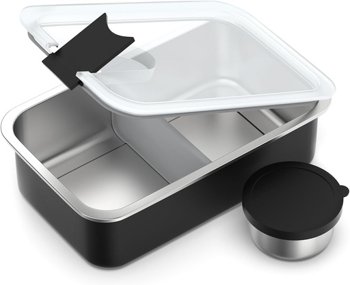 [BRSREHY3CN6G2DI3] Stainless Steel Bento Lunch Box for Kids, 33oz Leak-Proof Lunch Box Containers, Microwave-Safe, with Adjustable Divider, Convenient Metal Lunchbox for School, Travel