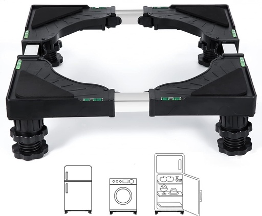 [BRSW2BQTCENBQ3AV] Nefish Mini Fridge Stand Universal Raised Base Adjustable Refrigerator Stands with 4 Strong Feet Washing Machine Pedestal Multi-Functional Bases for Dryer (Black)