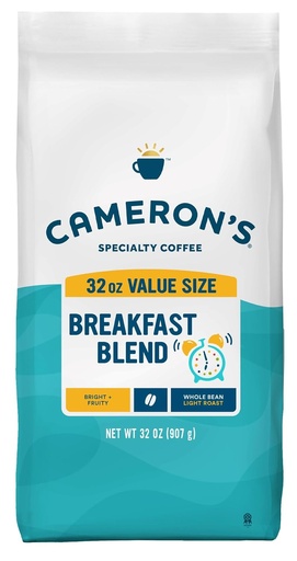[BRSWIZAQOQPBKELI] Cameron's Coffee Roasted Whole Bean Coffee, Breakfast Blend, 32 Ounce