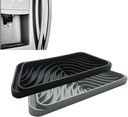 Silicone Refrigerator Drip Tray Catcher 2 packs,Protects Ice and Water Dispenser Pan From Spills,Fit Refrigerator Water Tray, Recycle and Dry Quickly (Rectangular, Black+Grey)