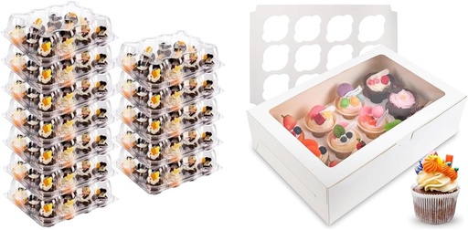 [BRSREYLYCAIAOHLU] Bundle of 30 Pack Cupcake Containers and 6 Pack Cupcake Boxes for 360 Cupcakes