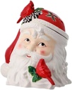 12" Ceramic Santa Claus with Cardinals Christmas Cookie Jar