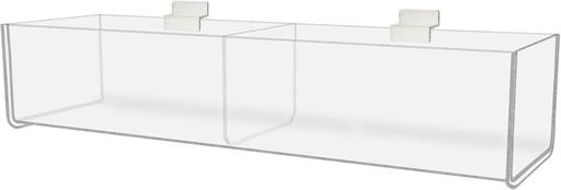 [BRSWGFAYDF5BU2A4] Marketing Holders Slatwall Acrylic Retail Tray Double Comparrment 16" Wide Dump Bin Product Merchandise Storage Caddy
