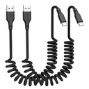 Car Carplay Cable 2Pack 3ft Coiled USB A to USB C Fast Charge Cord for iPhone 17/16/15/Plus/Pro Max/MacBook Pro, Auto Coiled Retractable iPhone Car Cord