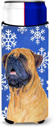 [BRSWIGIQAUPGIDDI] Mastiff Winter Snowflakes Holiday Ultra Beverage Insulators for slim cans