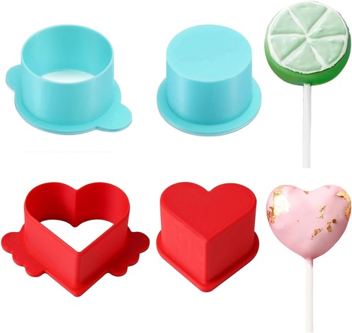 [BRSREFATAUMW2DLH] Cake Pop Molds, Circle and Heart Cake Pop Cutter and Pusher, 3D Printed Molds Shapes Press Set, Baking Tools