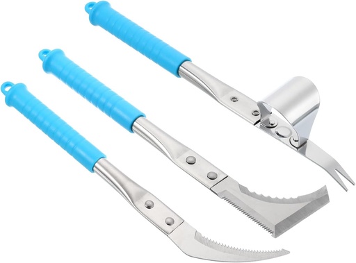 [BRSROYYRAECRMCLA] PATIKIL Weed Puller Tool, 3 Pieces Hand Weeder Tool Set Serrated Sickle Hand Weeder L-Shaped Crevice Knife Gardening Hand Tools for Yard, Blue