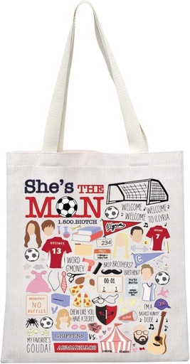 [BRSRA2QCPMOQAADF] MEIKIUP She’s the Man Movie Inspired Gift Soccer Viola Tote Bag Sebastian Fans Gift Lllyria Merch Soccer Lover Gift